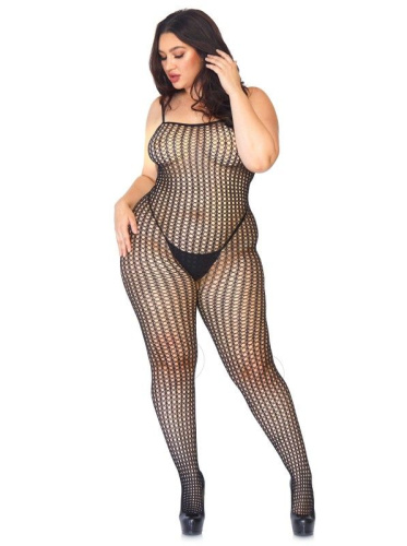 Leg Avenue Seamless Crochet - Комбинезон с тонкими бретелями, ХХL (чёрный)